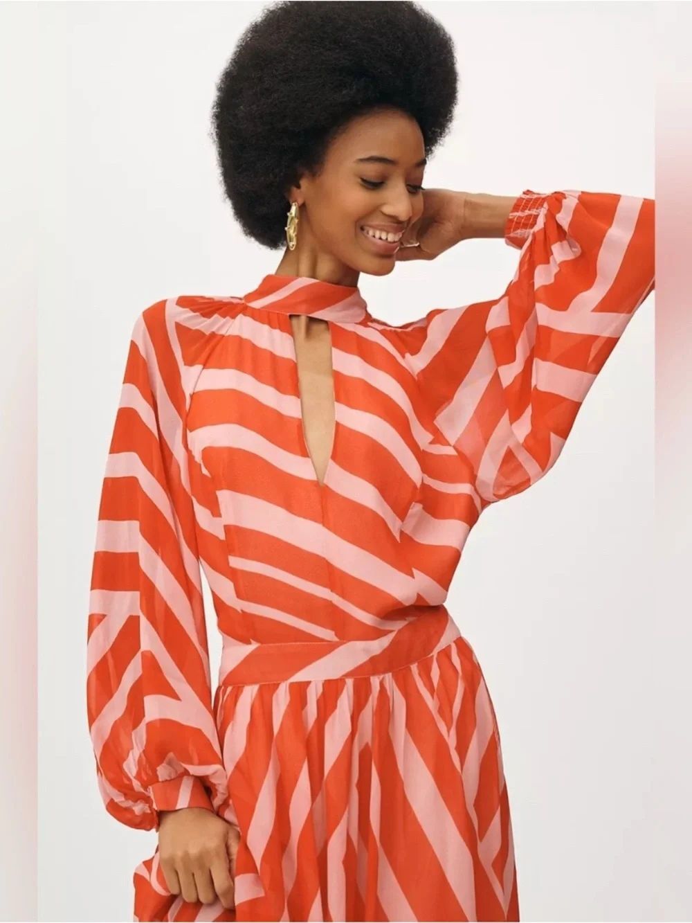 🛍️ Maeve Mock-Neck Bishop-Sleeve Maxi Dress NWT